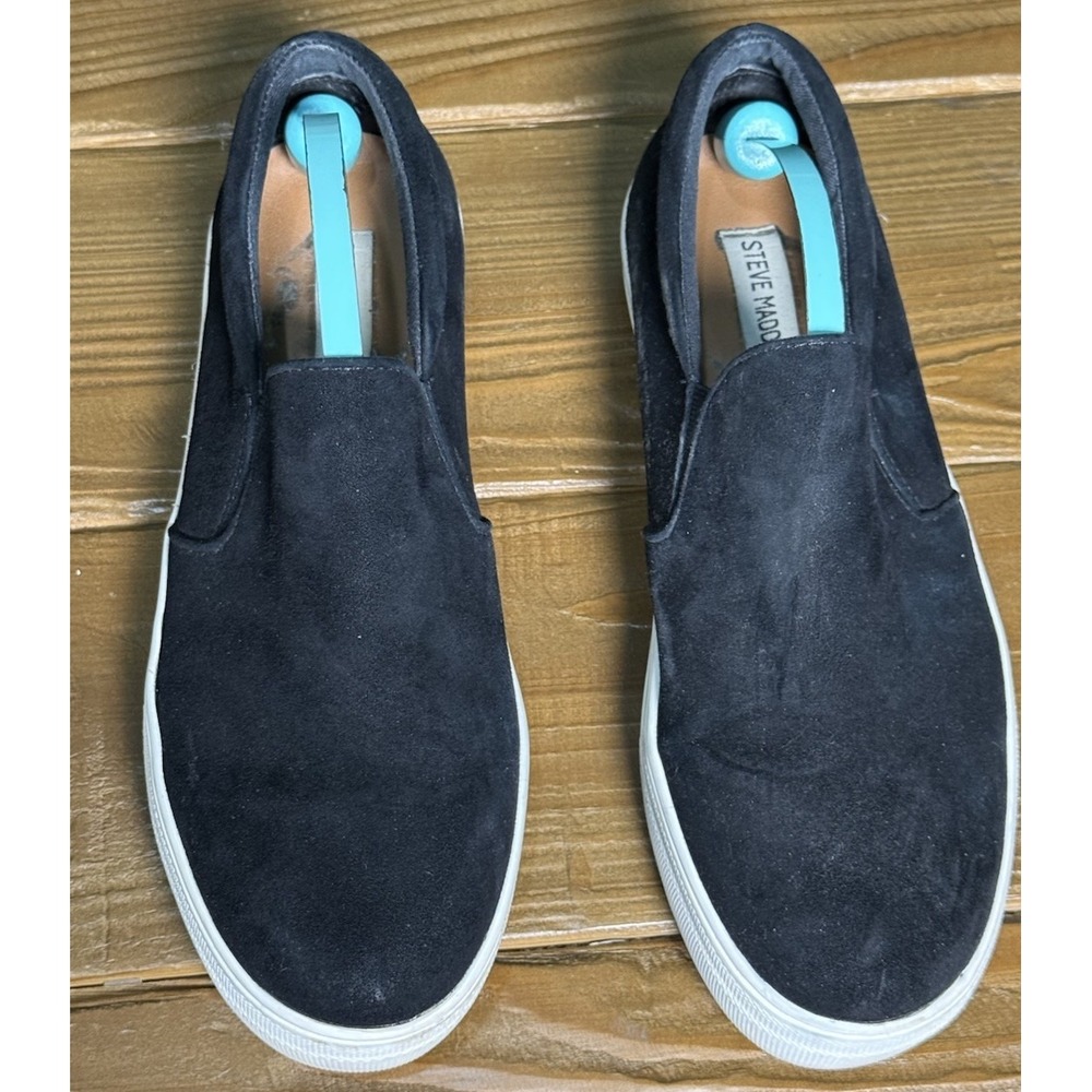 Steve Madden Gills Women's Black Suede Slip On Platform Sneaker Shoe Size 9.5